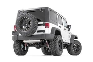 Jeep Wrangler Unlimited Contoured Drop Steps - 4 Door - Rough Country - Drop step design - Textured Black - '07-'18